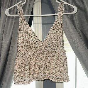 SHEIN Floral Tank Top - White and Pink